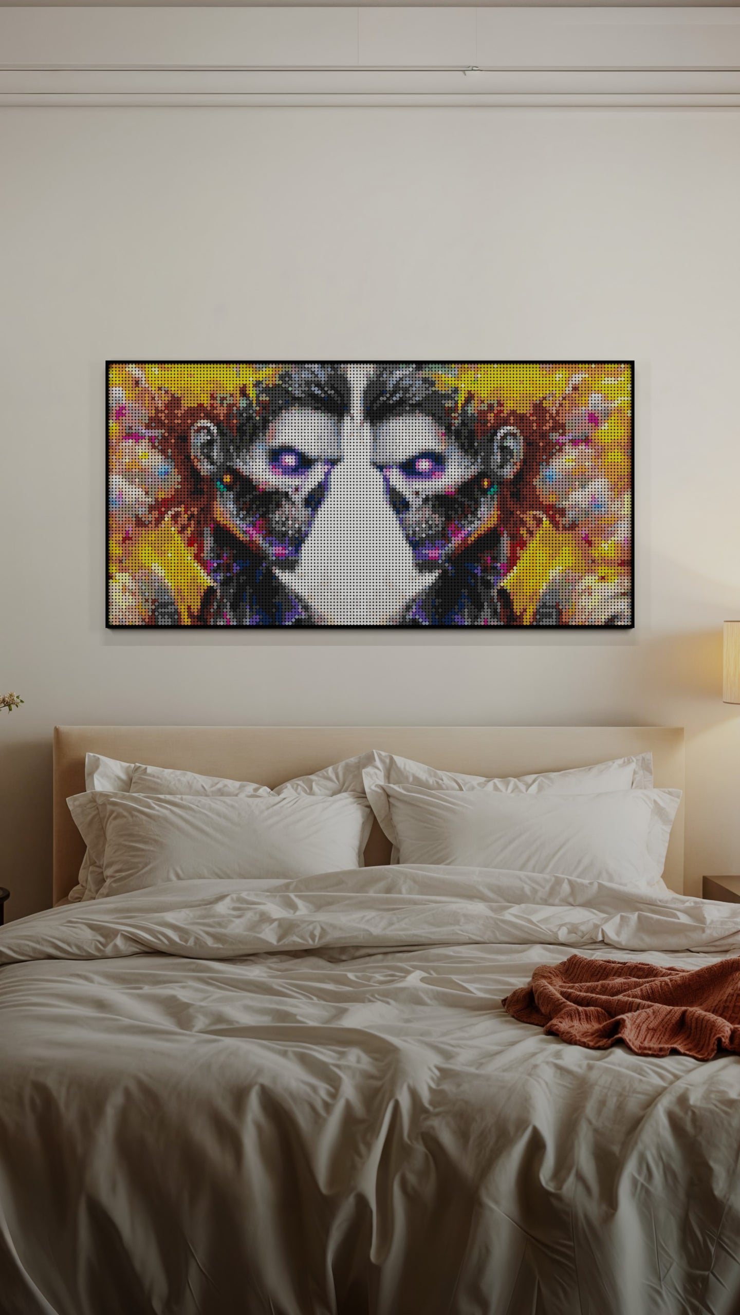 Veil of the Undead  LEGO® Style mosaic wall art made from colorful plastic bricks